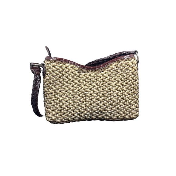 Marlo tan brown leather woven vintage purse - Picture 2 of 8